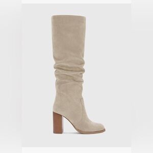 NWT-Knee High Boots Chunky High Heel Square Toe Side Zipper Wide Calf Boot